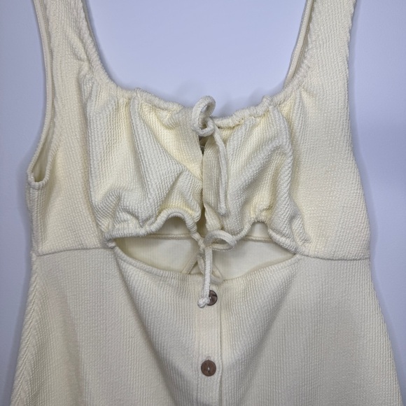 Free People Beach Yellow Button Front Mini Dress | Cutout Bust Sz Medium NWOT - Picture 2 of 8